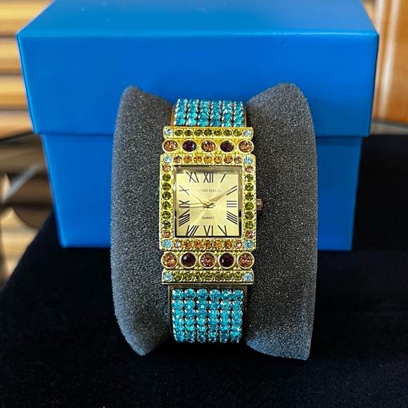 Heidi Daus Accessories - Heidi Daus Aqua Crystal Watch Cuff Limited Edition NWT 💙💚